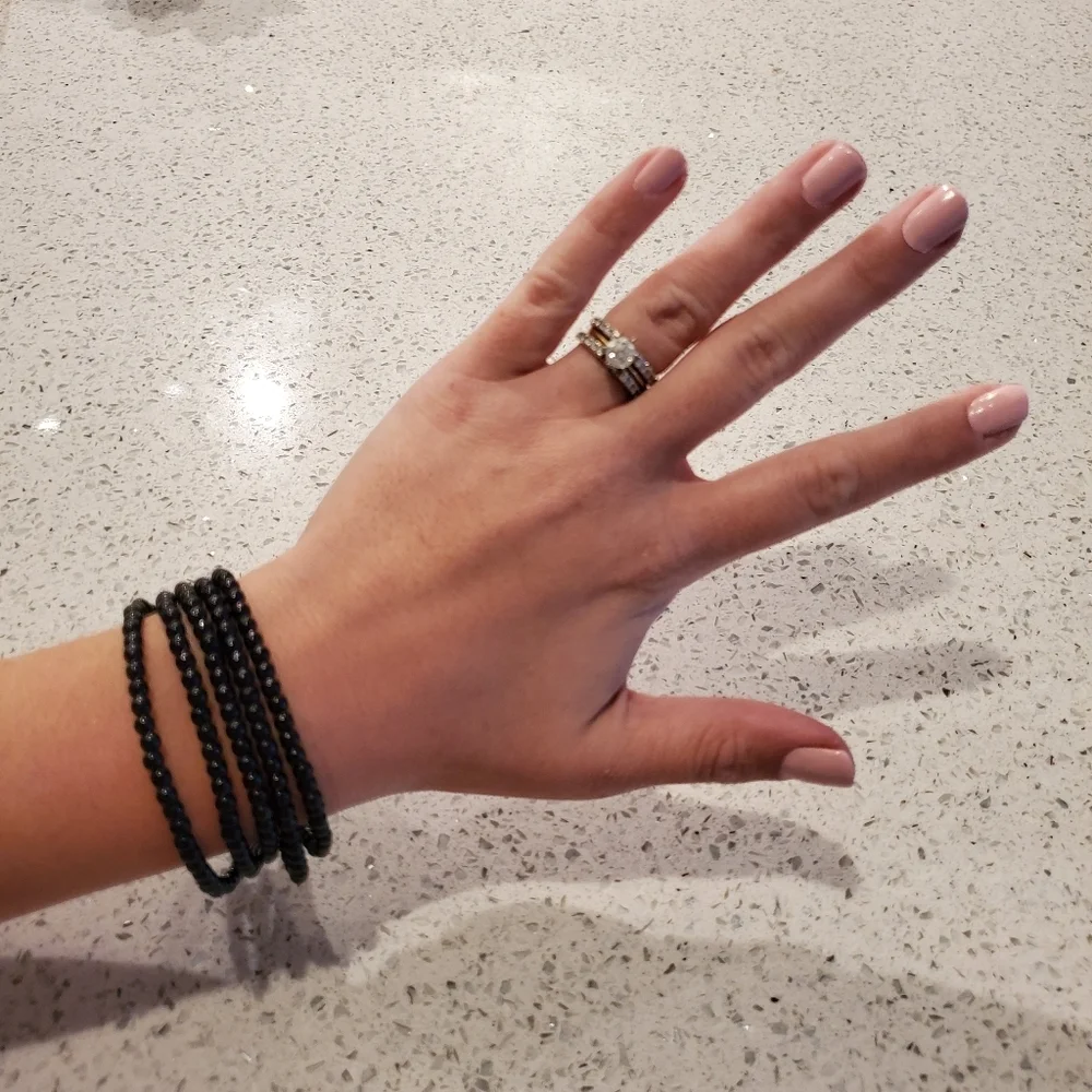 Black Beads Long Necklace Drop Preppy Basic Boho Classic Casual Bracelet Formal
